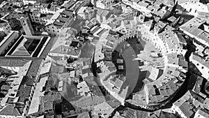 Aerial view of Piazza Anfiteatro in Lucca, Tuscany - Italy
