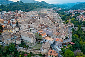 Aerial view of Piazza Ventidio Basso in Italian town Ascoli Pice