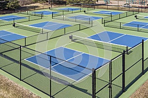Aerial view of pickleball courts photo