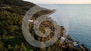 Aerial view of the picturesque coastline in Faralya, Turkey