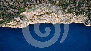 Aerial view of the picturesque coastline in Faralya, Turkey
