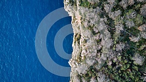 Aerial view of the picturesque coastline in Faralya, Turkey