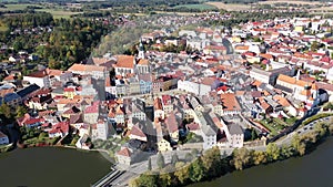 Aerial view of picturesque Czech town Jindrichuv Hradec