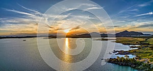 aerial view of the picturesque Gaborone dam at sunset