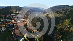 Aerial view of picturesque village Ortigosa de Cameros, in La Rioja, Spain.