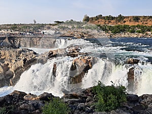 Aerial view of a picturesque waterfall