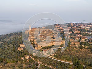 Aerial view of Pienza in Tuscany