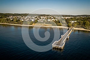 Aerial view on pier in Gdynia Orlowo.