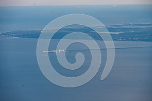 Aerial view of the pier at Naval Weapons Station Earle and Sea Bright on the Jersey Shore