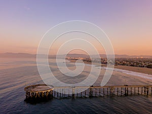 Aerial view of the pier near Venice beach