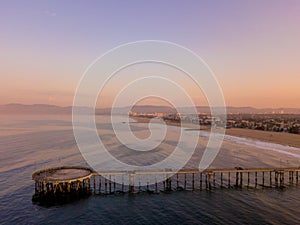 Aerial view of the pier near Venice beach