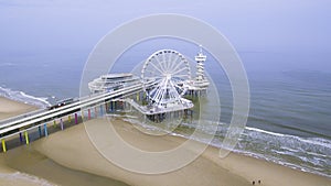 Aerial view on the Pier in Scheveningen photo