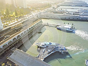 Aerial view Pier 1 waterfront in San Francisco, California, USA