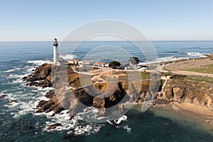 Aerial view of the Pigeon Point Lighthouse in California