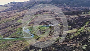 Aerial view of the Pilgrims Path up to the Slieve League cliffs in County Donegal, Ireland