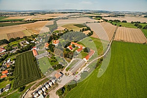 Aerial view of Piotrowice Nyskie village near Otmuchow town