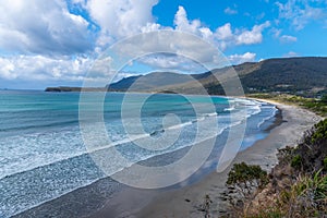 Aerial view of Pirates bay in Tasmania, Australia