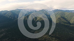 Aerial view of Pirin Mountain near town of Bansko, Bulgaria