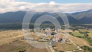 Aerial view of Pirin Mountain near town of Bansko, Bulgaria