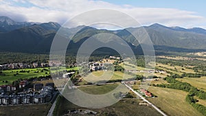 Aerial view of Pirin Mountain near town of Bansko, Bulgaria