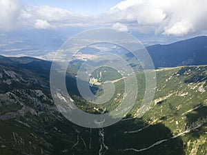 Aerial view of Pirin Mountain near Vihren Peak, Bulgaria