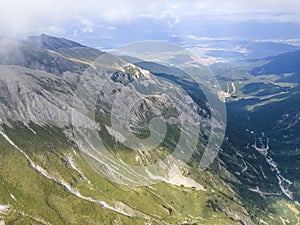 Aerial view of Pirin Mountain near Vihren Peak, Bulgaria