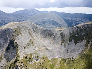 Aerial view of Pirin Mountain near Vihren Peak, Bulgaria