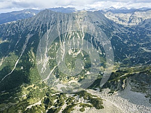 Aerial view of Pirin Mountain near Vihren Peak, Bulgaria