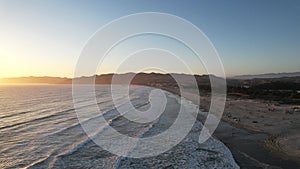 Aerial view of Pismo Beach in Central California at sunset