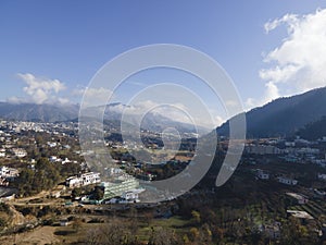 Aerial view of Pithoragarh city in uttarakhand