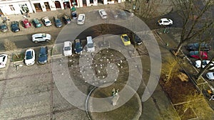 Aerial view of Plac Wolnica in Cracov. Beautiful Poland