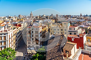 Aerial view of Placa dels Furs in Valencia, Spain