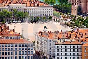 Aerial view of Place Bellecour, Lyon, France