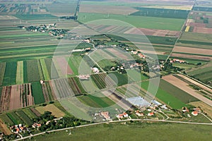 Aerial view of the plain of Vojvodina photo