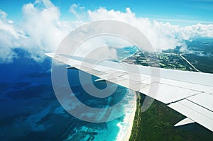 Aerial view from the plane over Punta Cana, Dominican Republic