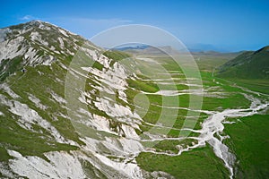 aerial view of the plateau of campo imperatore abruzzo