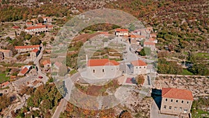 Aerial view of the plateau in the hinterland of Konavle in Croatia