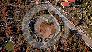 Aerial view of the plateau in the hinterland of Konavle in Croatia