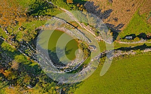 Aerial view of the plateau in the hinterland of Konavle in Croatia