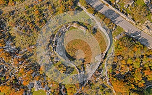 Aerial view of the plateau in the hinterland of Konavle in Croatia