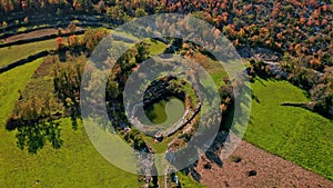 Aerial view of the plateau in the hinterland of Konavle in Croatia