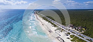 Aerial view of Playa Chen Rio beach in Cozumel