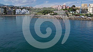 Aerial view of Playa de Cristo beach in Estepona, Spain