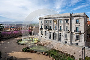 Aerial view of Plaza Adolfo Suarez Square with Economy and Finance Department Building - Avila, Spain photo