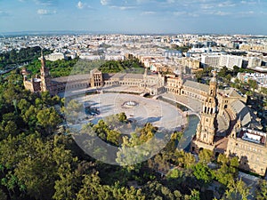 Aerial View Of Plaza De Espana In Seville Spain