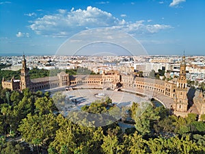 Aerial View Of Plaza De Espana In Seville Spain