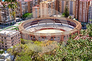 Aerial view of Plaza de Toros in Malaga, Spain