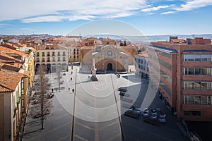 Aerial view of Plaza del Mercado Grande Square with San Pedro Church - Avila, Spain photo