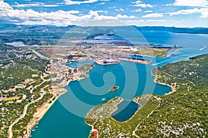 Aerial view of Ploce, harbor town in Neretva valley