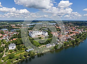 Aerial view of Ploen castle and old town photo